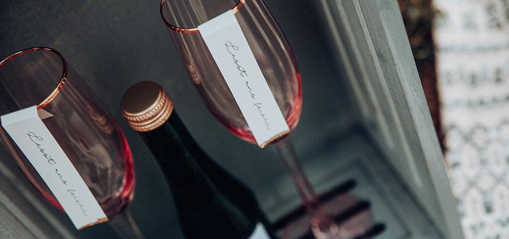 Beschriftungen für Brautpaar Gläser